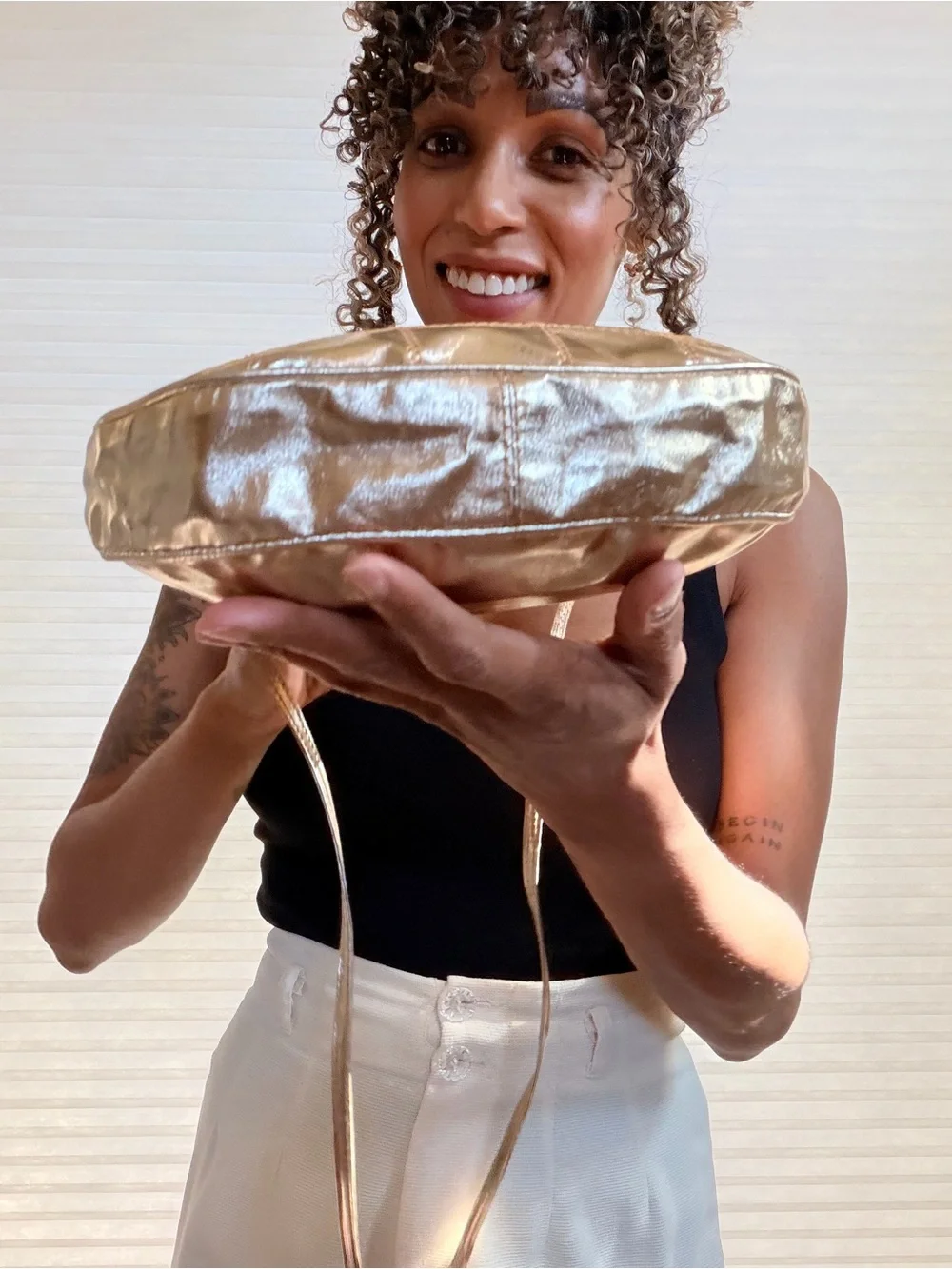 Sirocco Metallic Gold Leather Shoulder Bag